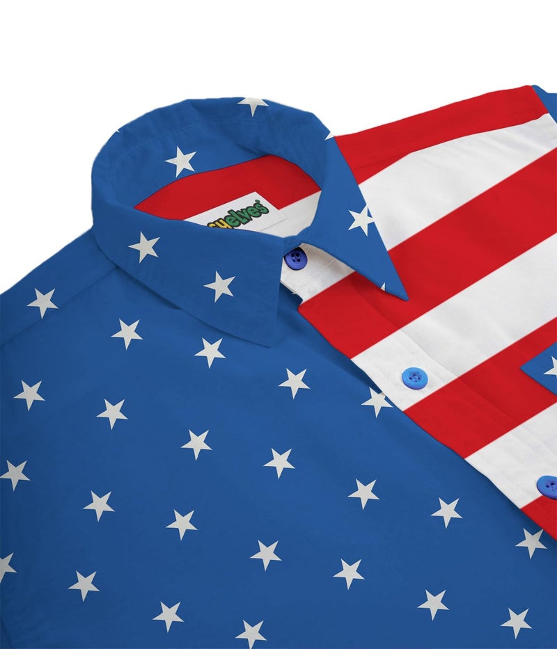 Tipsy Elves Red White and Blue American Flag Patriotic Button Down Shirt for Men Size 3X-Large - Image 3